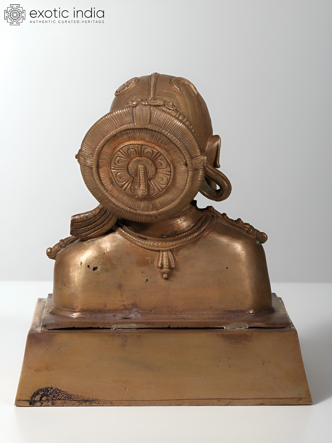 Exotic India Goddess Parvati Bust Gold Brass Metallic Prayer Room Medium Showpiece - 9.2 Inches