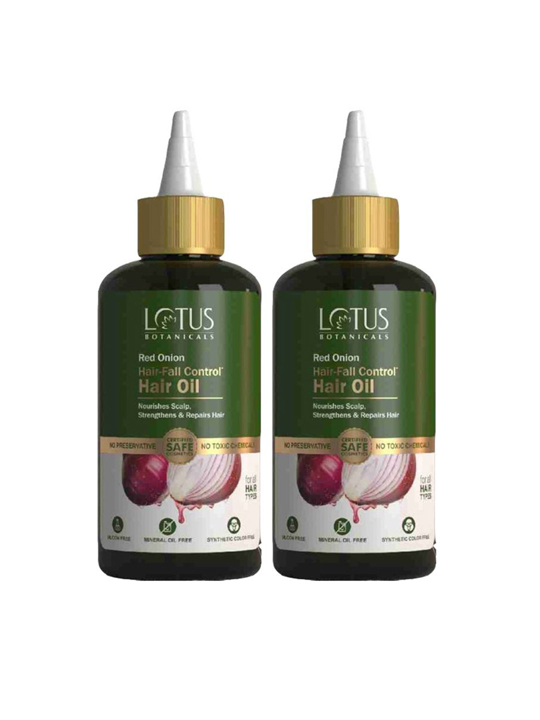 Lotus Botanicals Set Of 2 Red Onion Hair Fall Control Hair Oil & Mineral Oil - 200ml Each