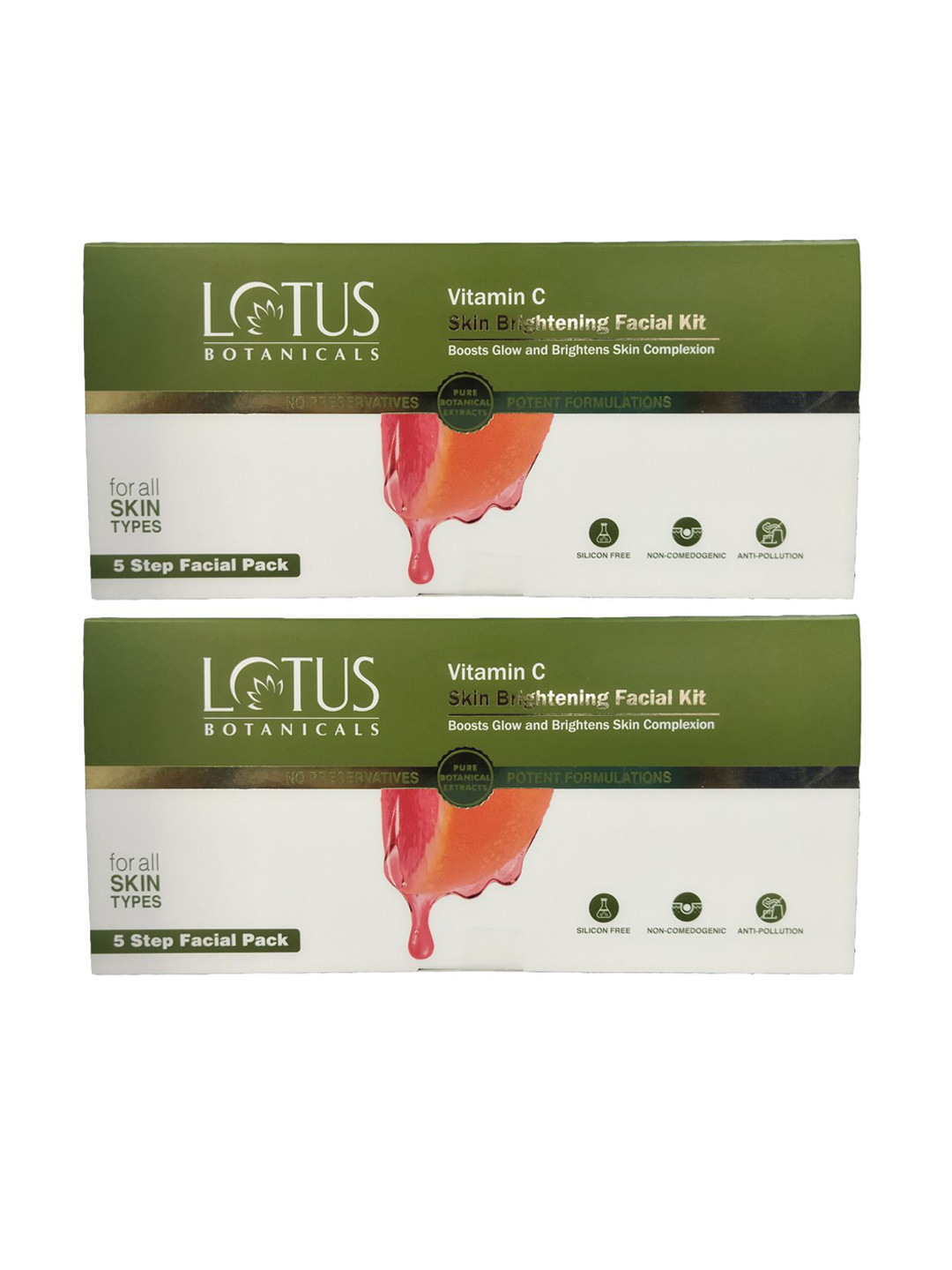 Lotus Botanicals Set Of 2 5-Step Vitamin C Skin Brightening Facial Kit- 44g Each