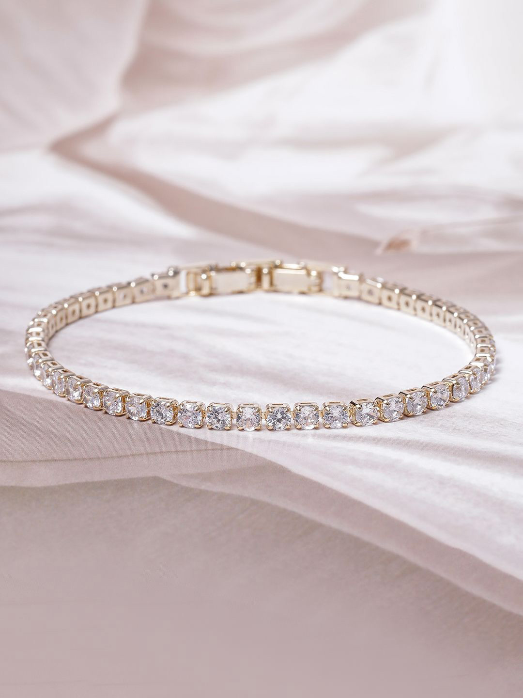 Rubans American Diamond Gold-Plated Link Bracelet