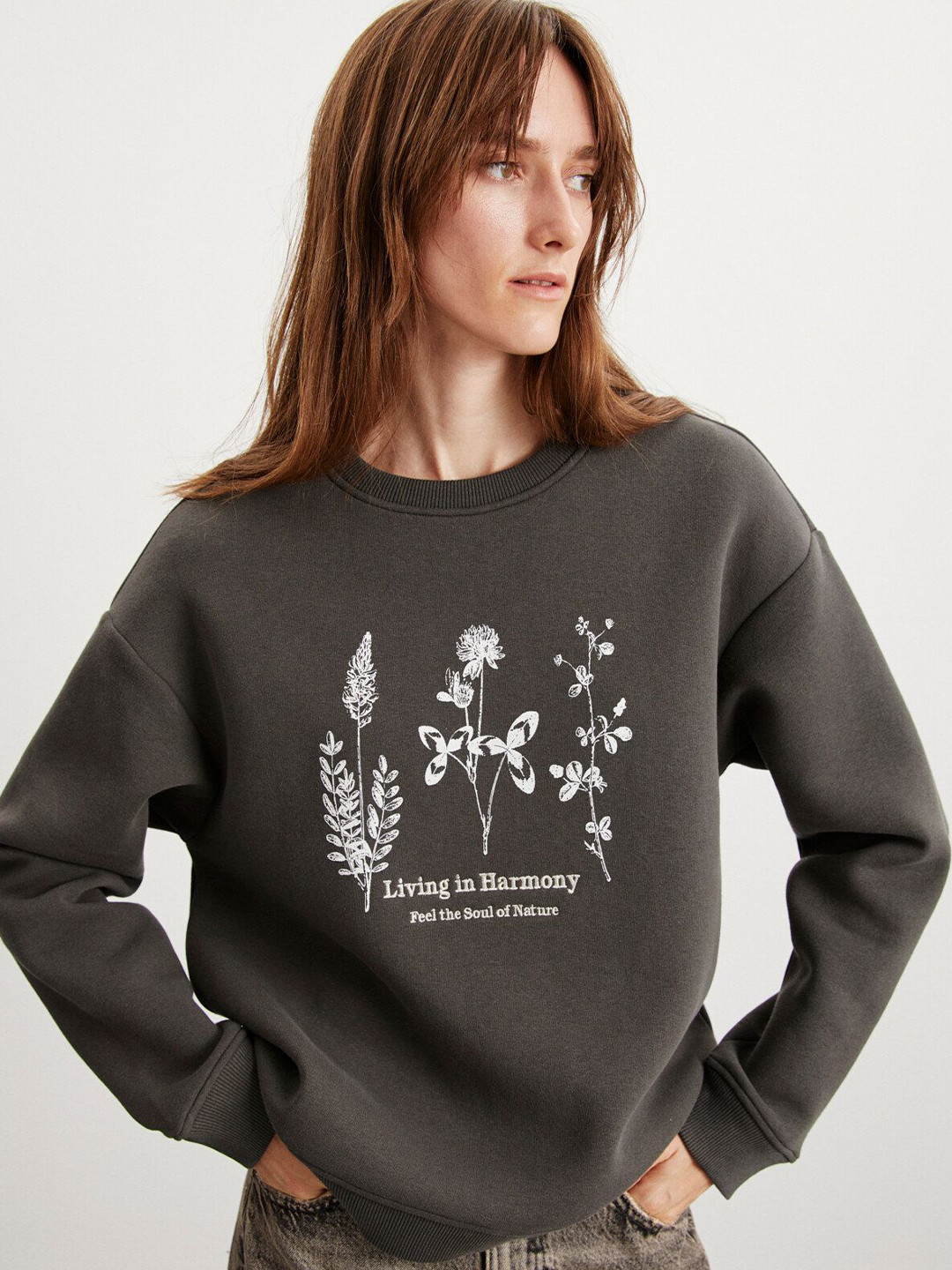 GRIMELANGE Women Embroidered Floral Sweatshirt