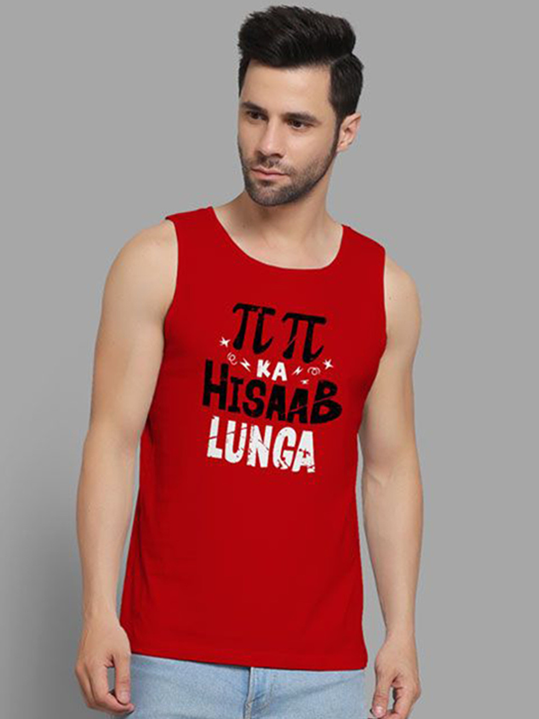 DAB SHARK Printed Pure Cotton Tank Vest DS-SDO-035-RD-XS-Red