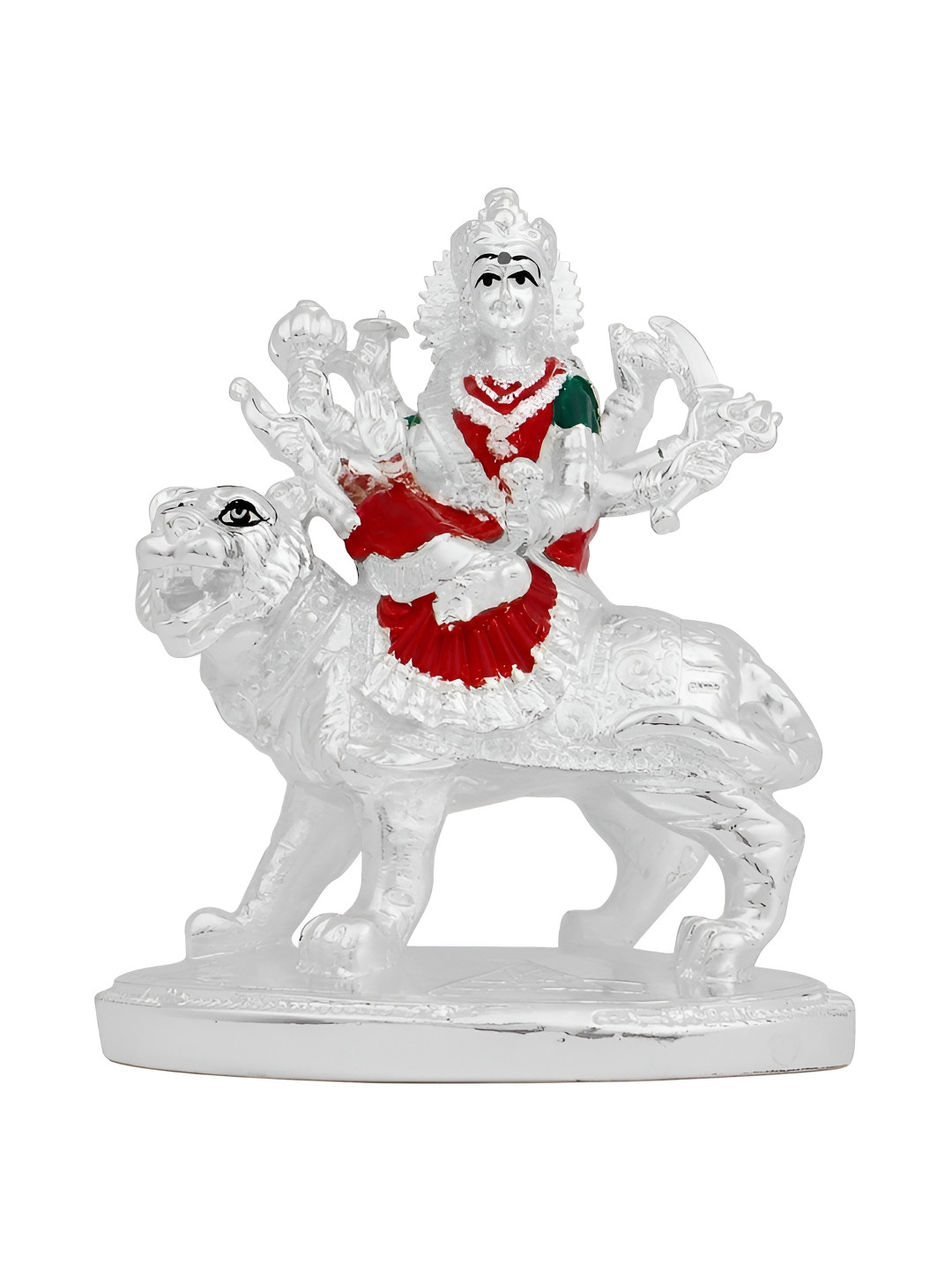 INTERNATIONAL GIFT Durga Mata White Polyresin Glossy Prayer Room Medium Showpiece - 4.3 Inches