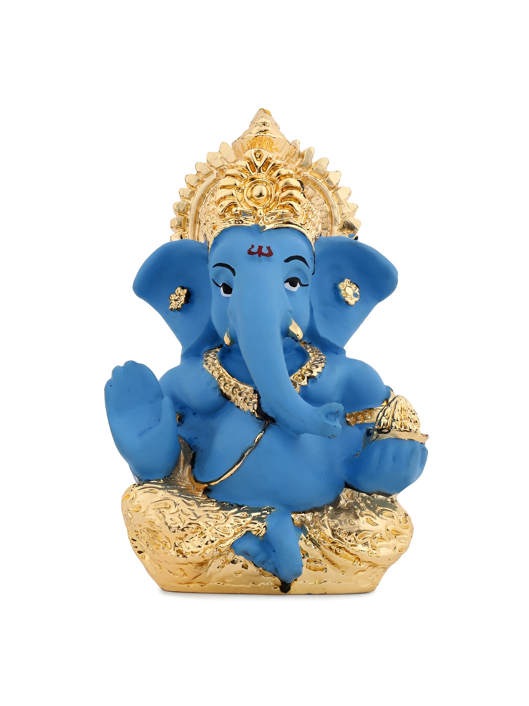 INTERNATIONAL GIFT Lord Ganesh Blue Polyresin Glossy Prayer Room Medium Showpiece - 3.3 Inches