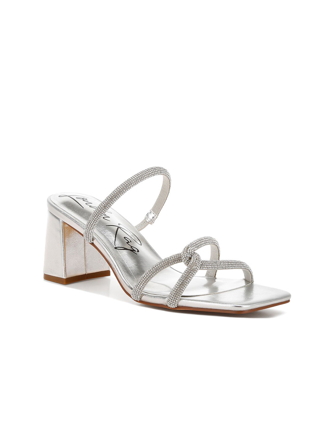 London Rag Women Embellished Suede Block Heel Sandals