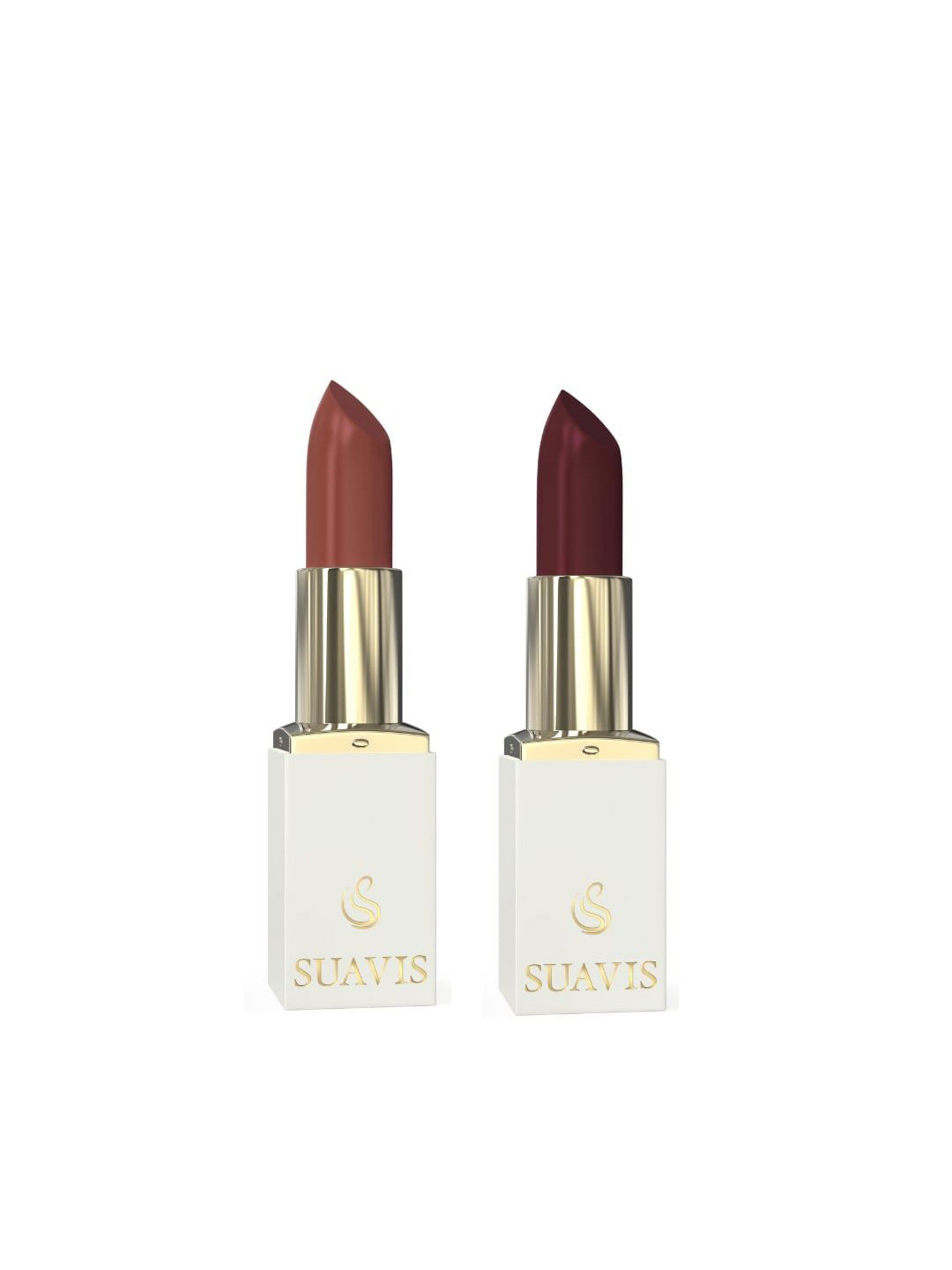 SUAVIS Set Of 2 Infinitely Matte Bullet Lipstick-8g Each-Chocolate Apple-112-Rose Hip-110