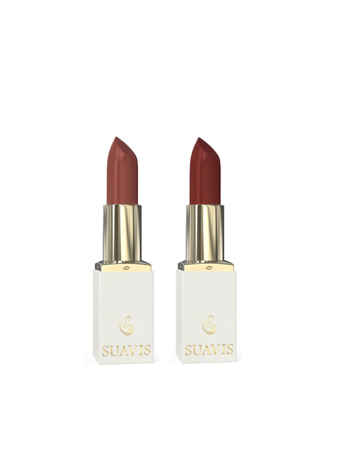 SUAVIS Set Of 2 Matte Cream Bullet Lipstick 101 Rose & Shine And 106 Red Flame - 8 ml Each