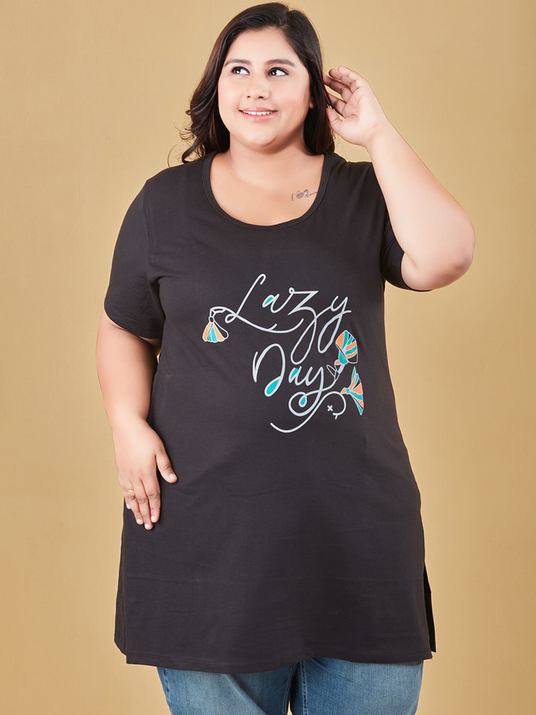 CUPID Print Cotton Longline Top