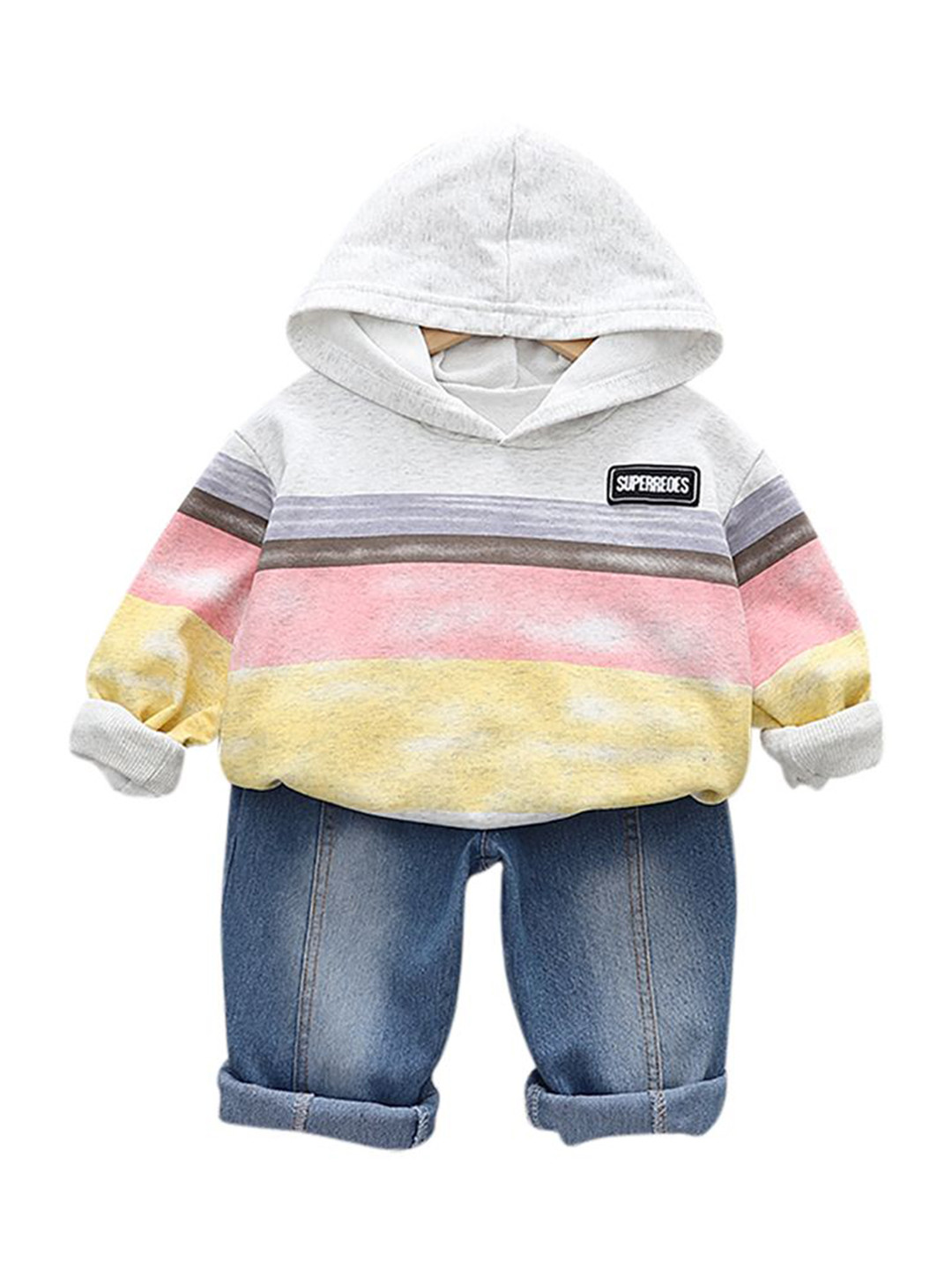 StyleCast x Revolte Boys Striped Long Sleeves Hooded Neck Sweatshirt with Capris