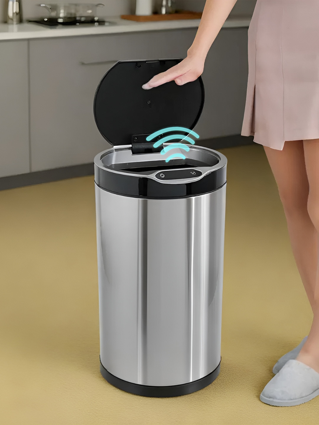 The Better Home Grey Self-Design Stainless Steel Smart Sensor Dustbins - 12 L