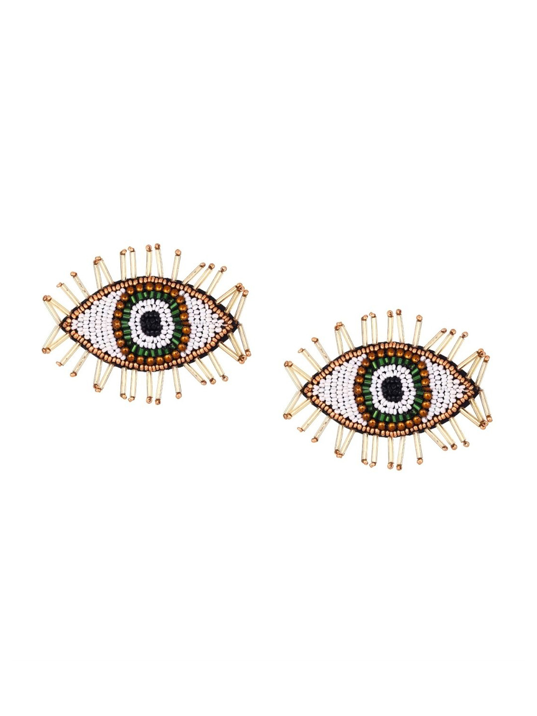 VIVAZS Contemporary Beaded Evil Eye Drop Earrings
