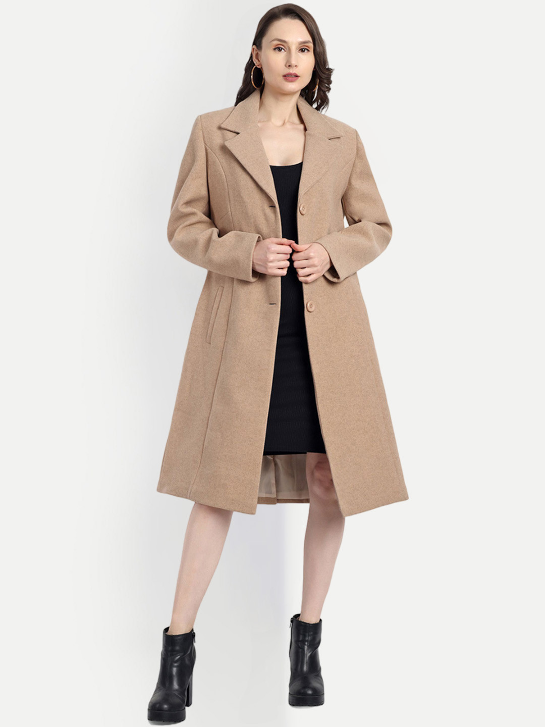 HAUTEMODA Single-Breasted Trench Coat