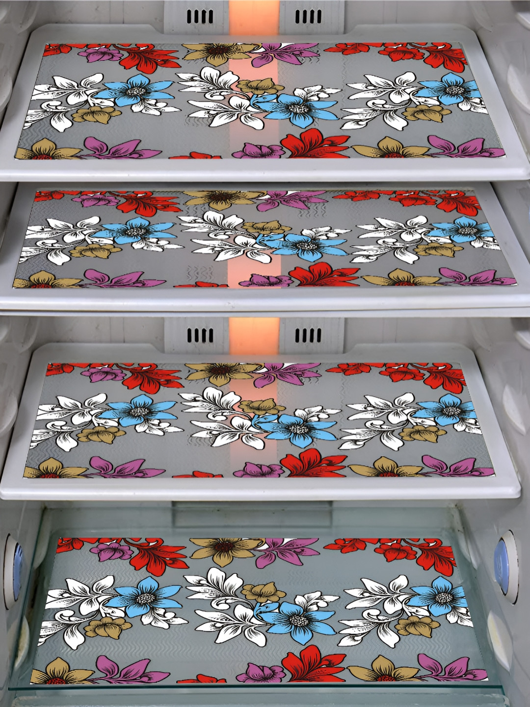 LooMantha Transparent & Red 4 Pieces Fridge Mats