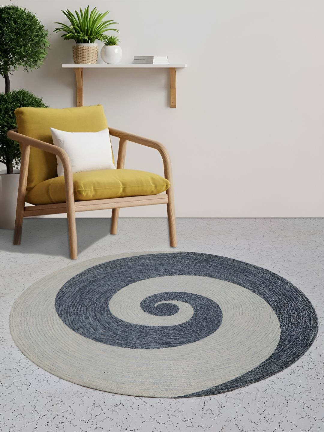 BELLA TRUE Grey & Blue Textured Floor Mats & Dhurries