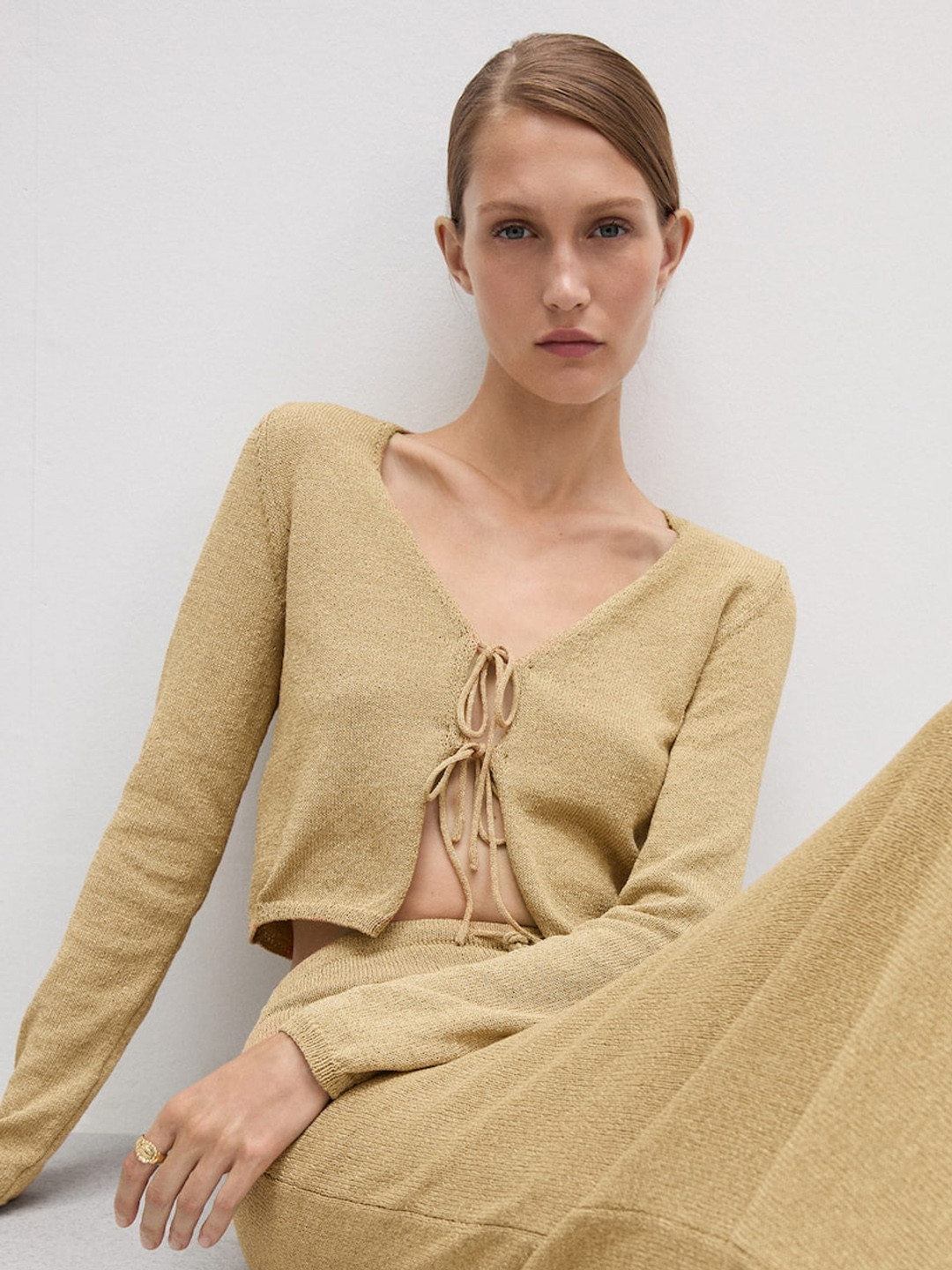 MANGO Women Front-Tie Cardigan