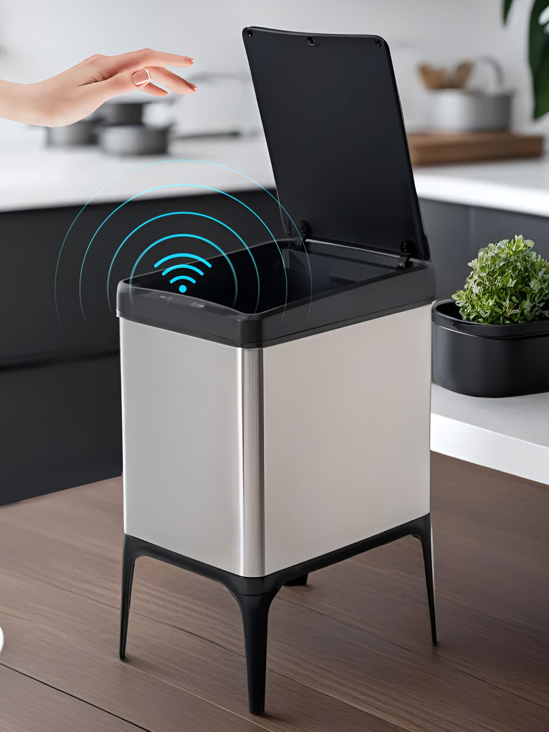 The Better Home Grey Self-Design Stainless Steel Smart Sensor Dustbins - 22 L