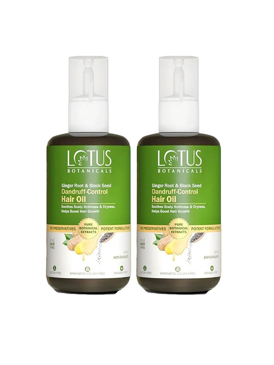 Lotus Botanicals Set Of 2 Dandruff-Control Hair Oil With Ginger Root - 100ml Each