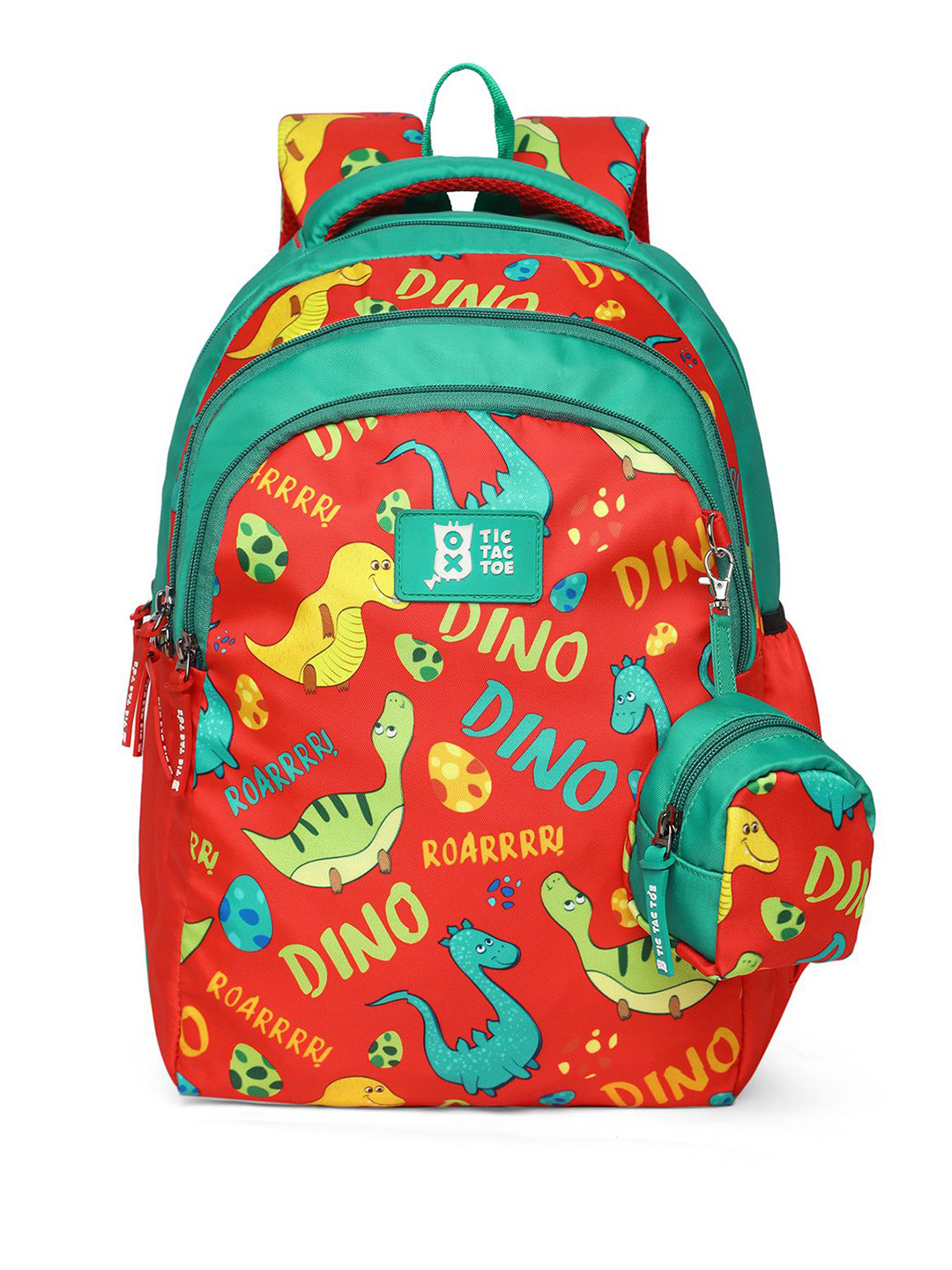 Nasher Miles TTT Dino Kids Backpack 3 Compartments Red - 30L Capacity