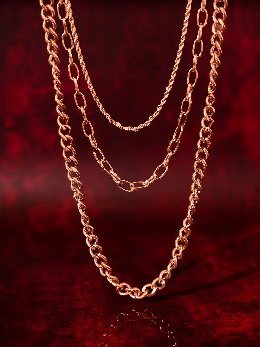 SWASHAA Sydney Men Rose Gold-Plated Layered Chain