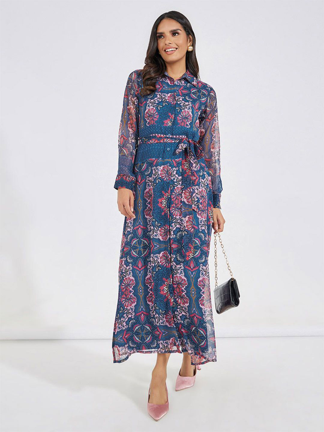 Styli Women Long Sleeve Shirt Maxi Dress