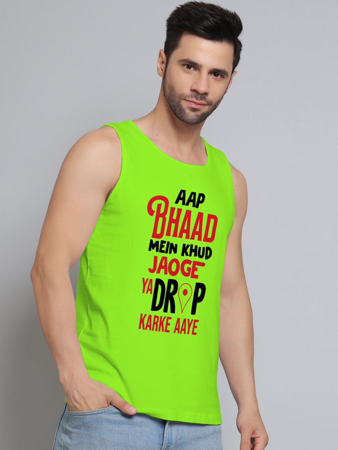 DAB SHARK Printed Cotton Gym Vests DS-SDO-016-GN-XS-Green