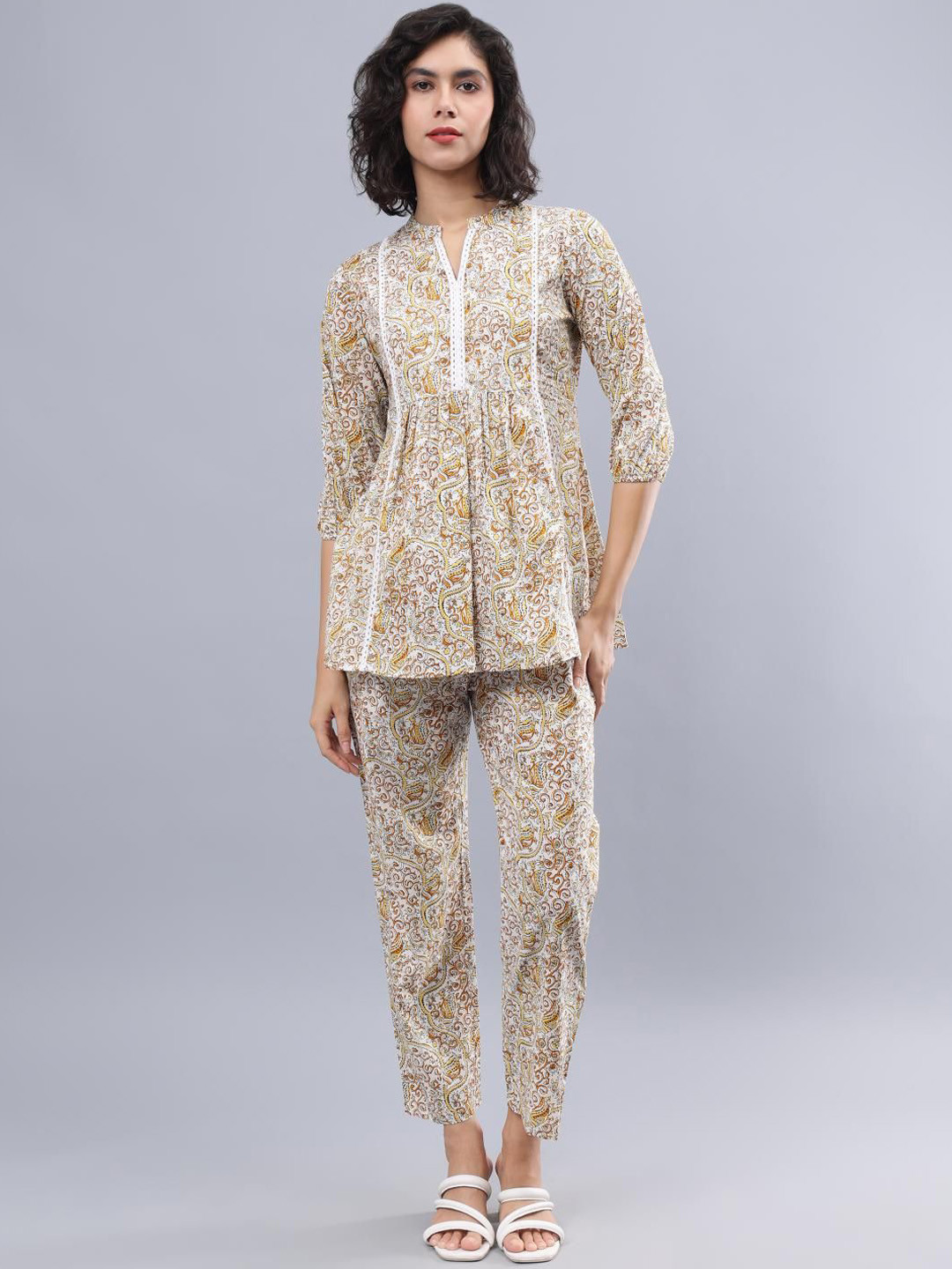 CORDSET Printed Pure Cotton Tunic & Trousers