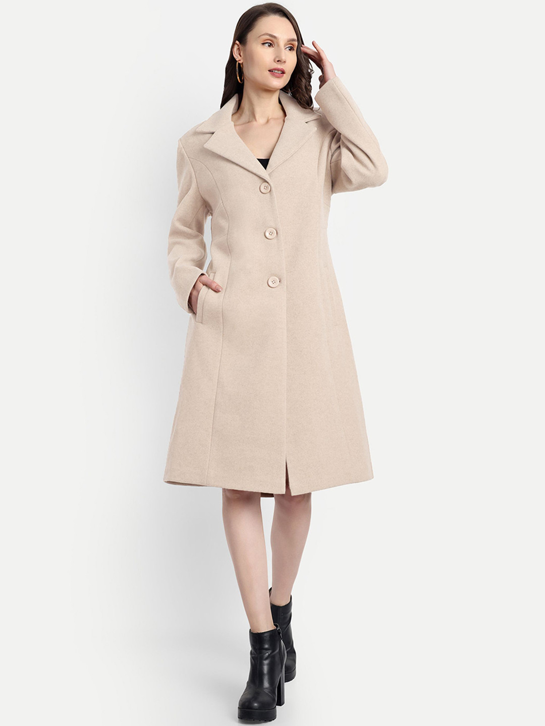 HAUTEMODA Single-Breasted Trench Coat
