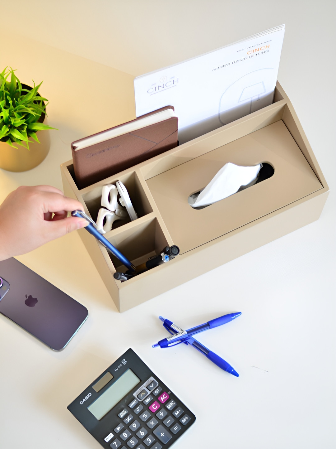 Cinch Home Beige Reusable Desk Organiser