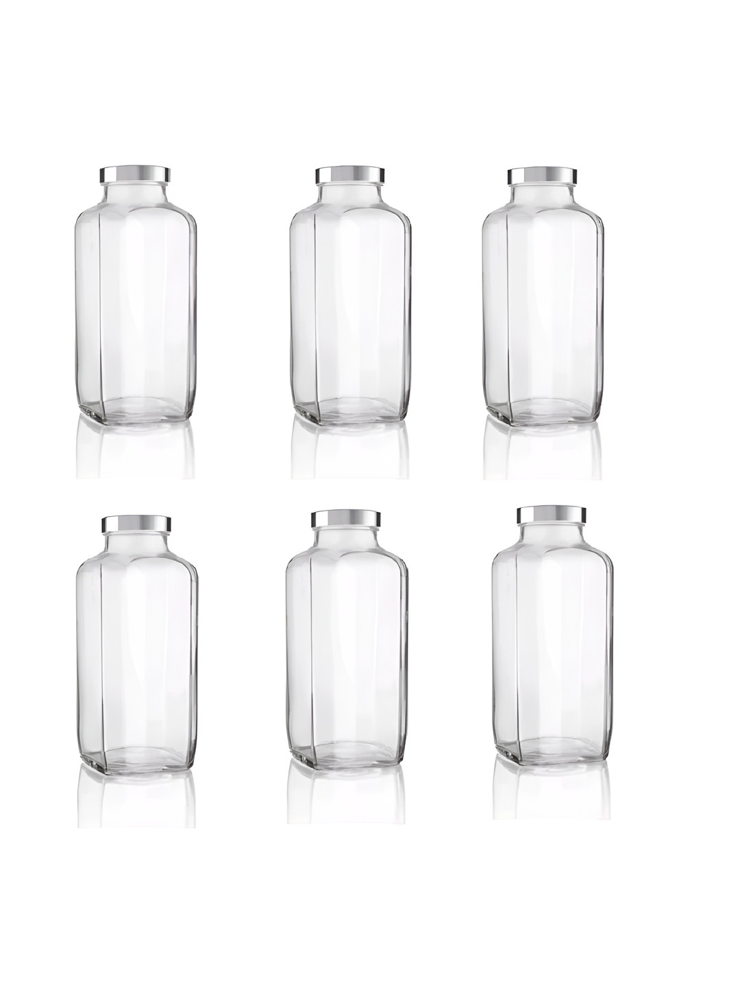 CROCO JAR Transparent Solid Glass Spill Proof 6 Piece Water Bottle - 1L