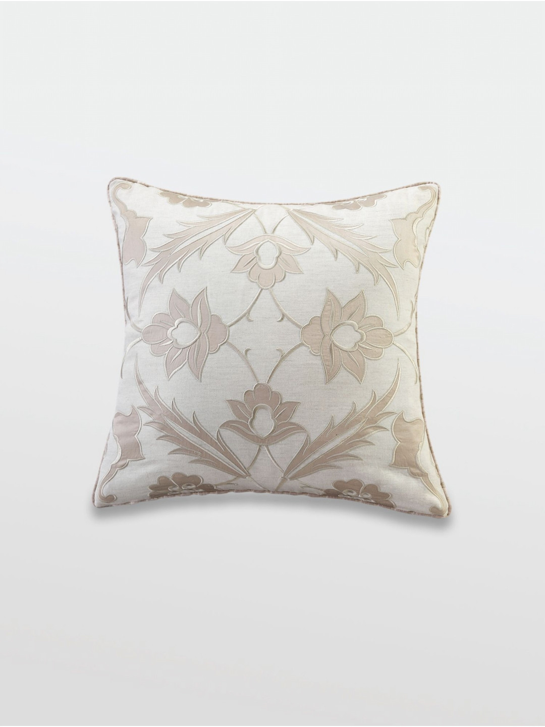 Mirooh Off White & White Floral Embroided Pre-Filled Cushions