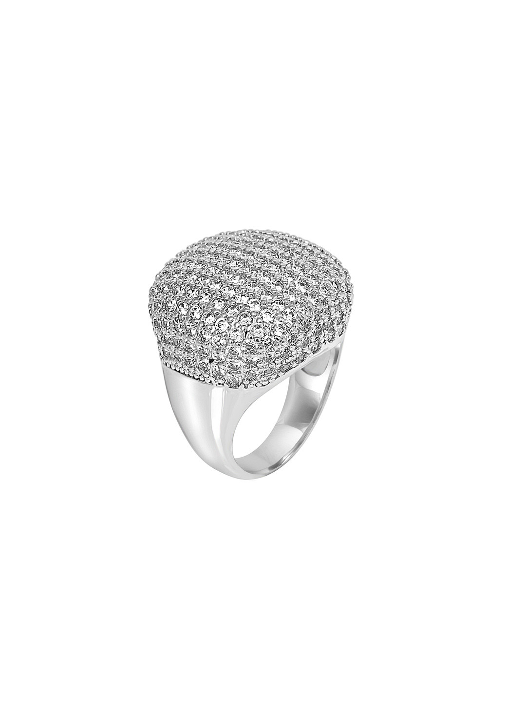WRAPGAME INDIA Unisex Rhodium Plated Cubic Zirconia San Salvador Iced Chunky Oval Ring