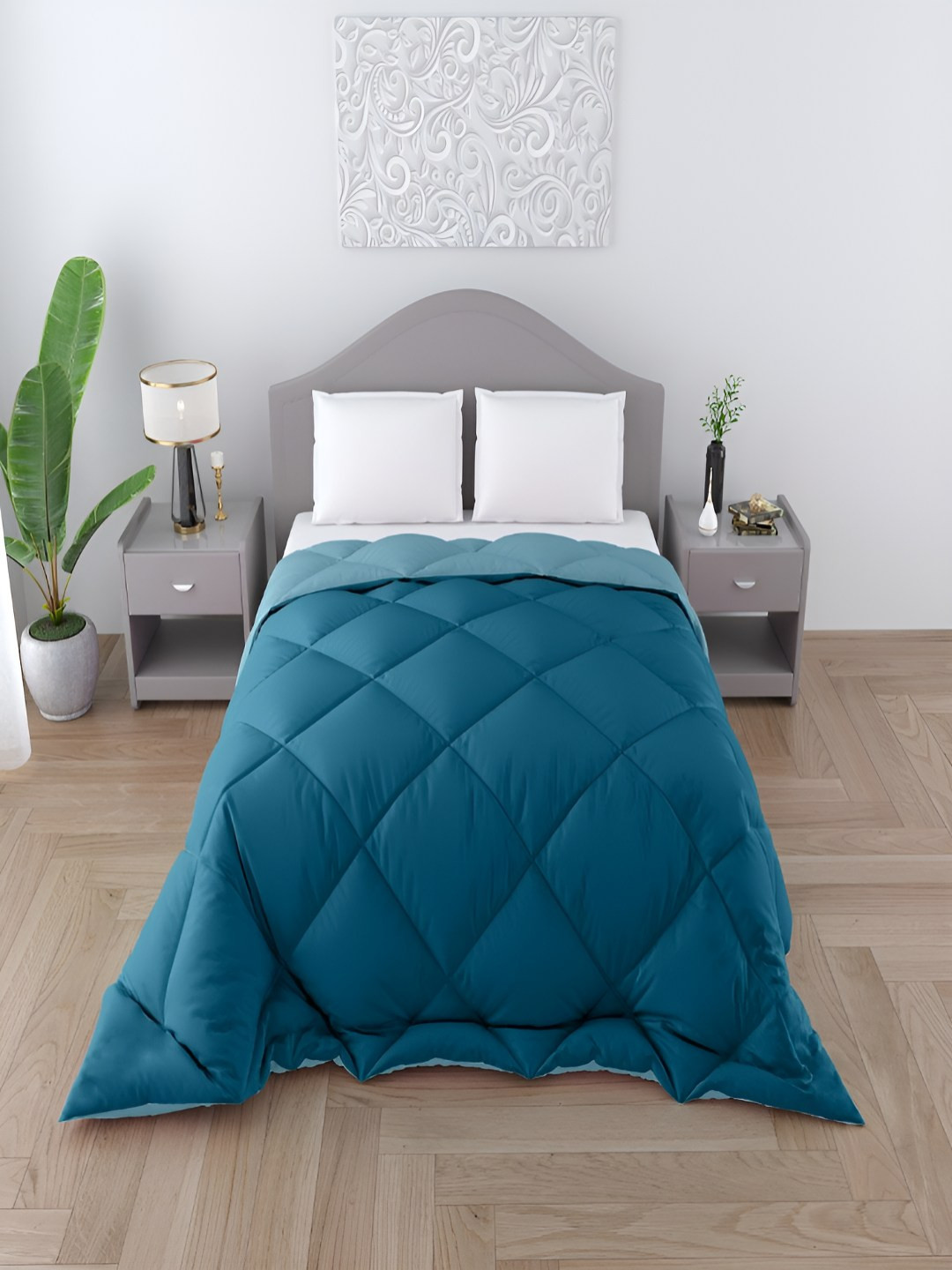 tundwal's Blue Quilted 250 GSM Heavy Winter Single Bed Comforter