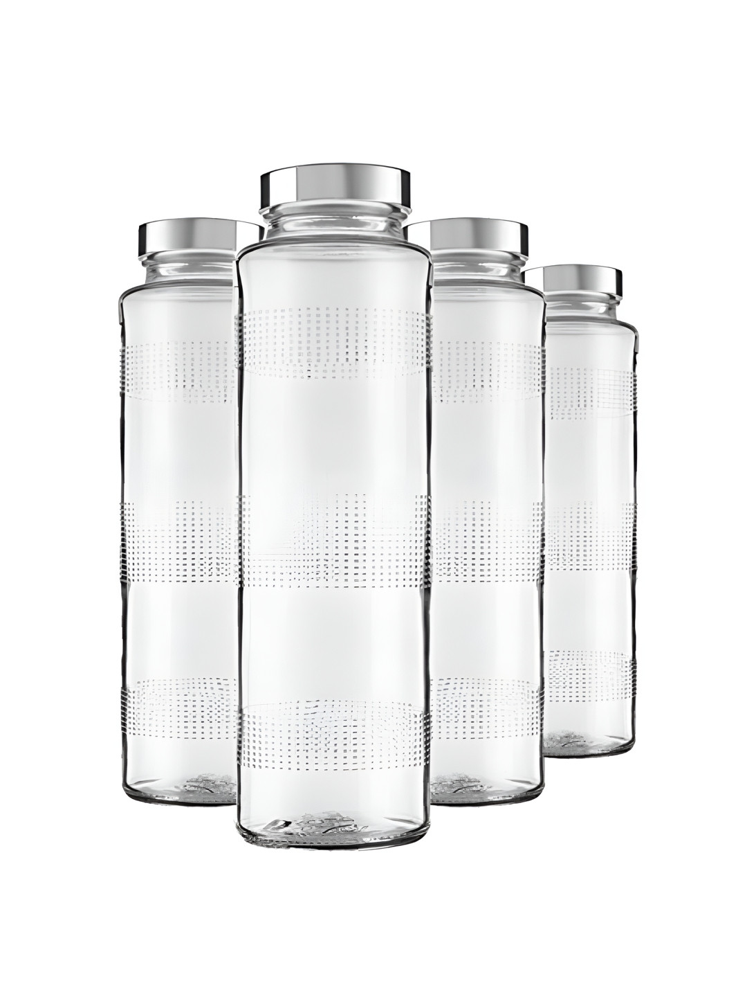CROCO JAR Transparent Set of 4 Glass Solid Water Bottle
