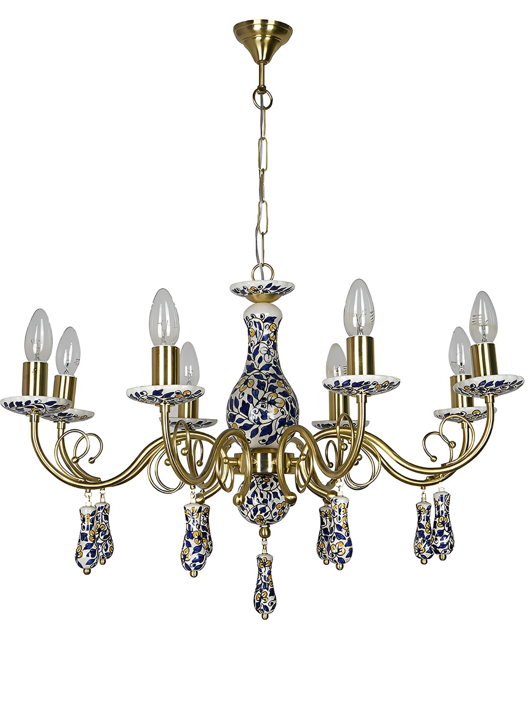 Fos Lighting Blue & Gold-Toned Printed Quirky Ceiling Lamp