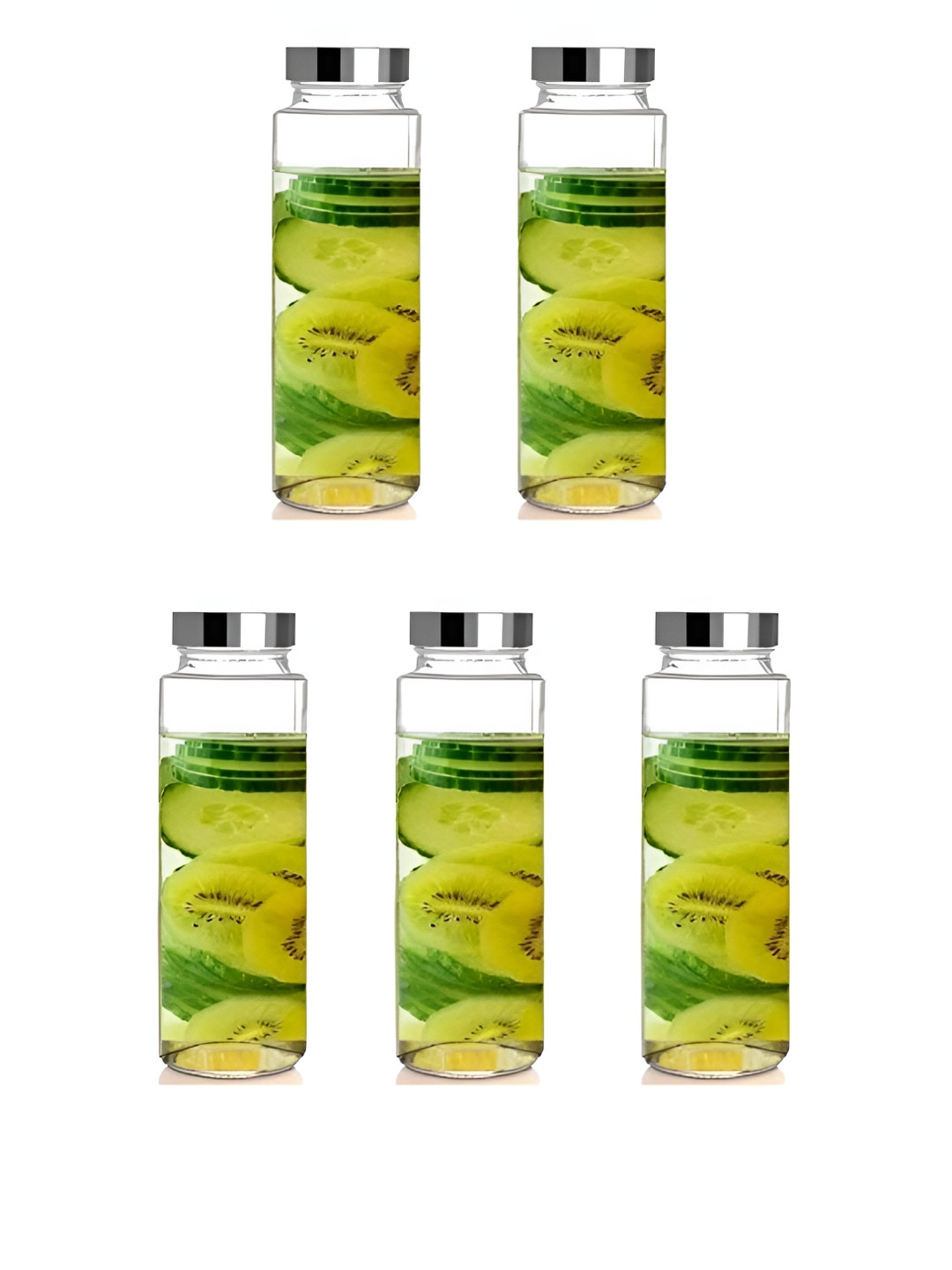 CROCO JAR Transparent Set of 5 Glass Solid Water Bottle