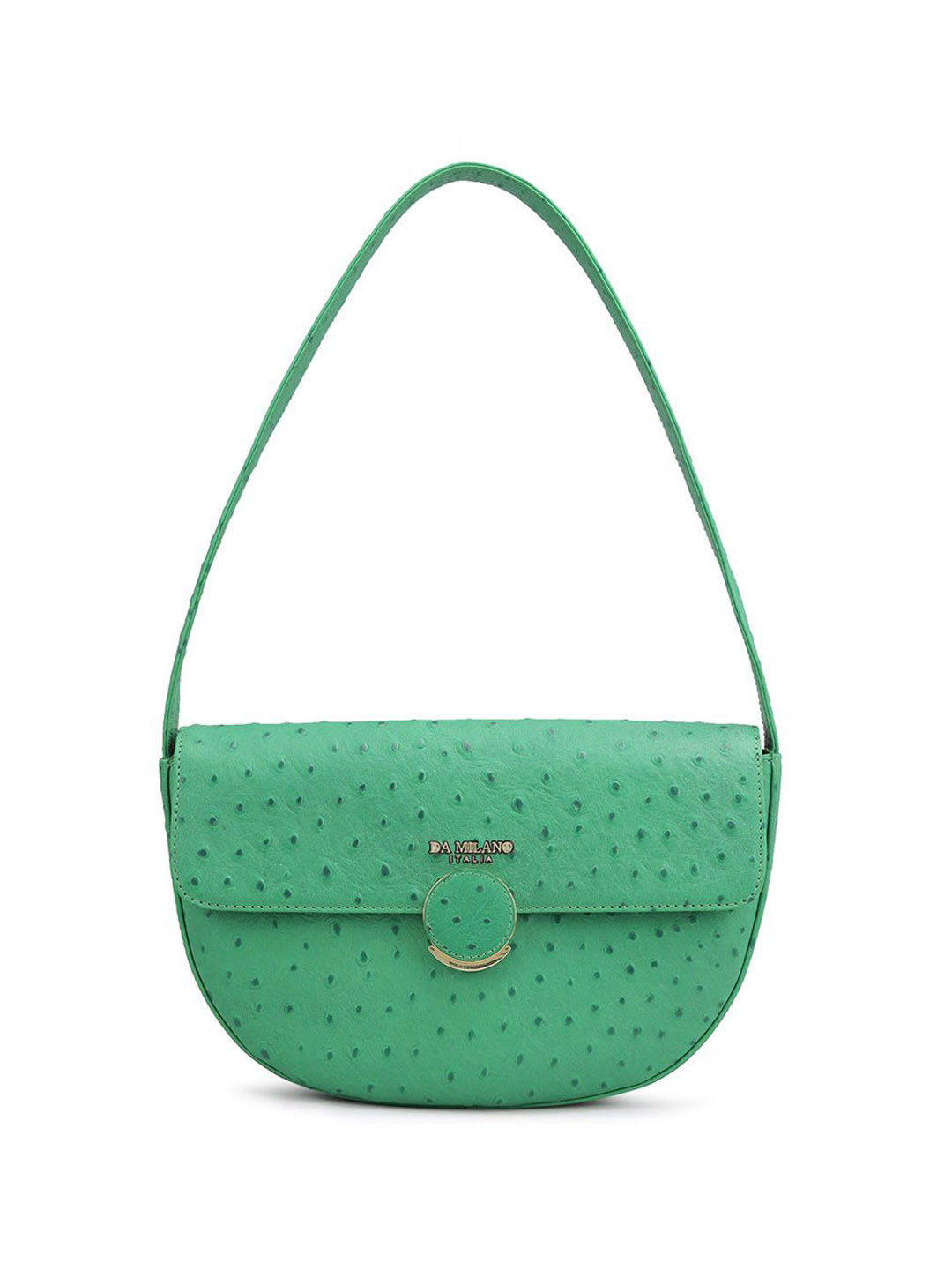 Da Milano Textured Leather Half Moon Sling Bag with Cut Work