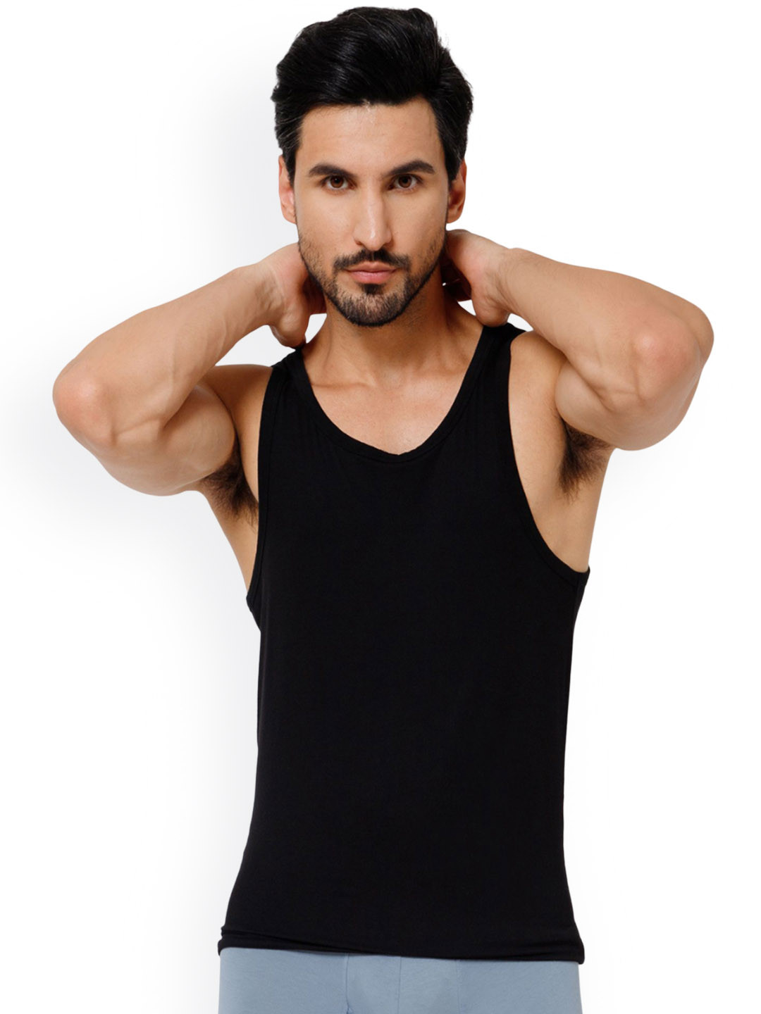 OXYZONE Breathability Basic Innerwear Vests ALONA _BLACK