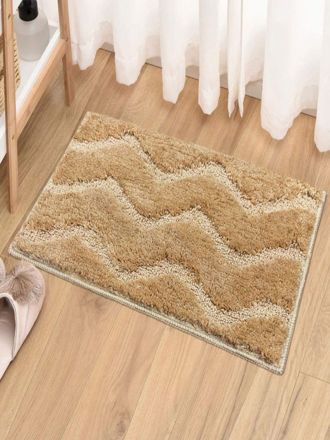 LUXEHOME INTERNATIONAL Golden Textured 1800 GSM Bath Rug