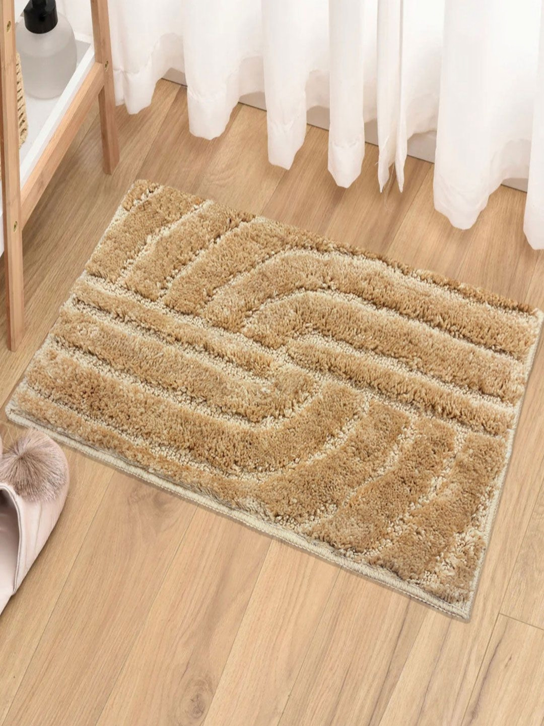 LUXEHOME INTERNATIONAL Golden Textured 1800 GSM Bath Rug
