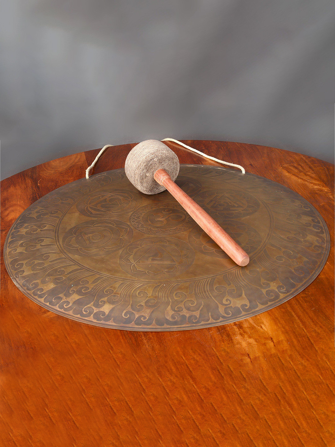 Exotic India Gold Toned Textured Meditation Goung