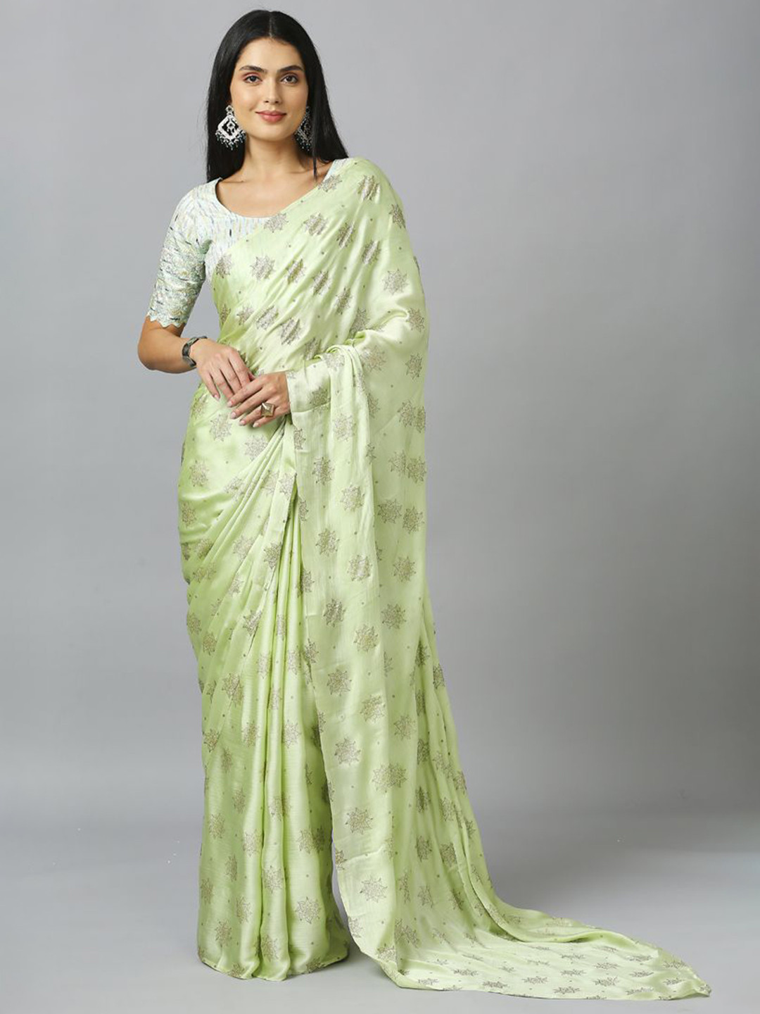 ASISA Embellished Ethnic Motifs Pure Chiffon Saree