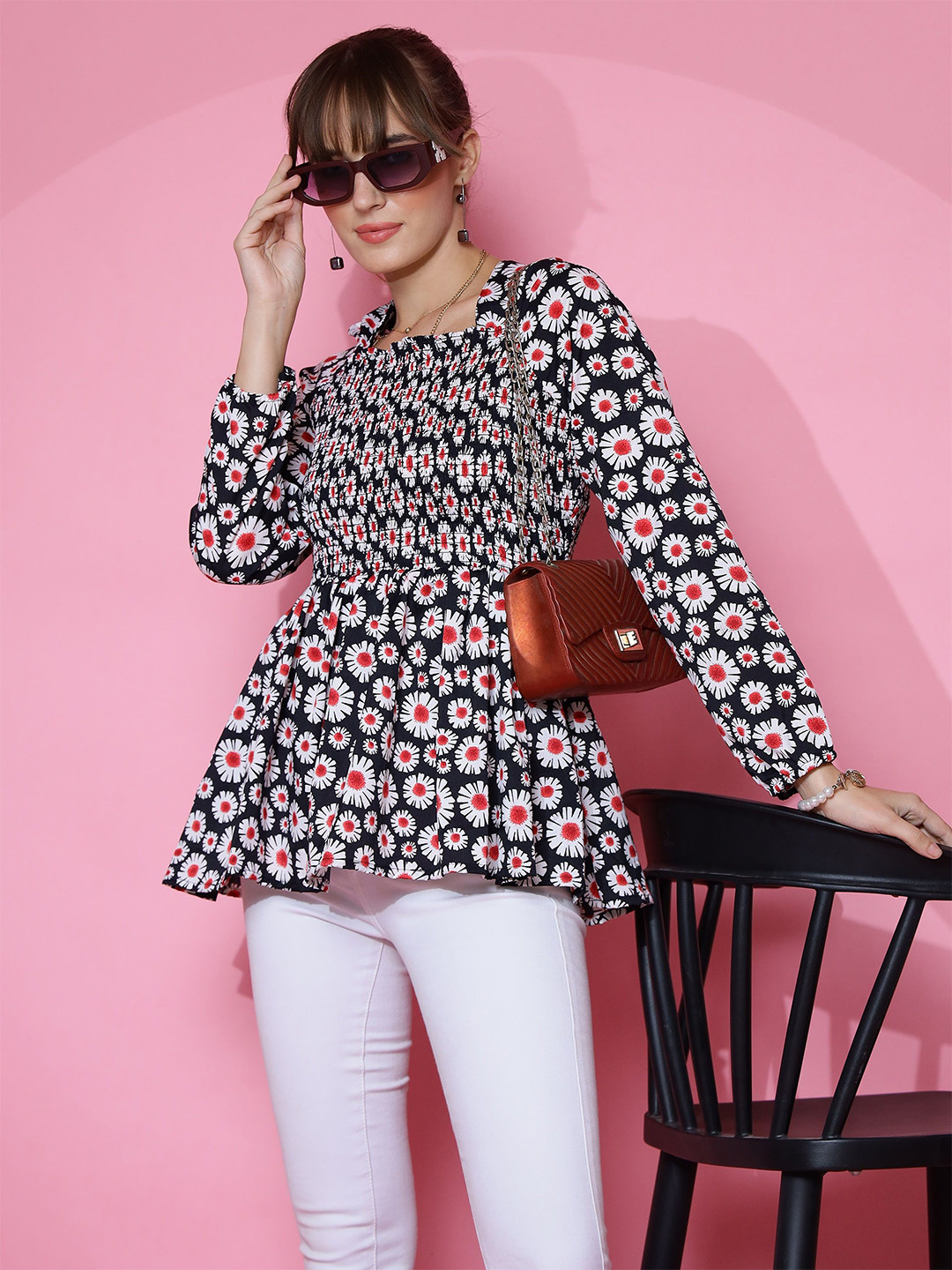 SHEETAL Associates Floral Print Crepe Top