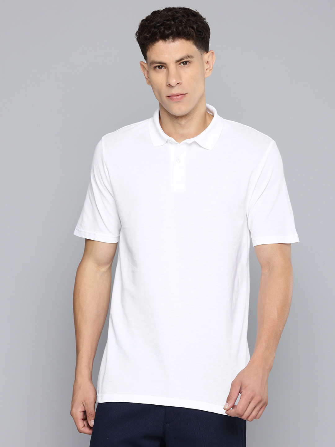Decathlon INESIS - Men White Cotton Polo Collar T-Shirt