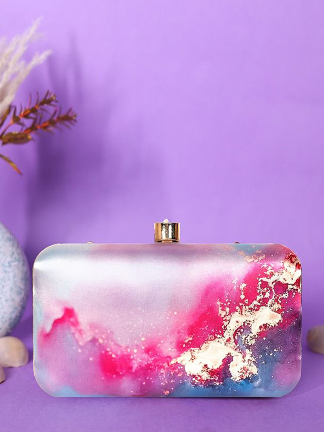 Swisni Abstract Digital Printed Box Clutch