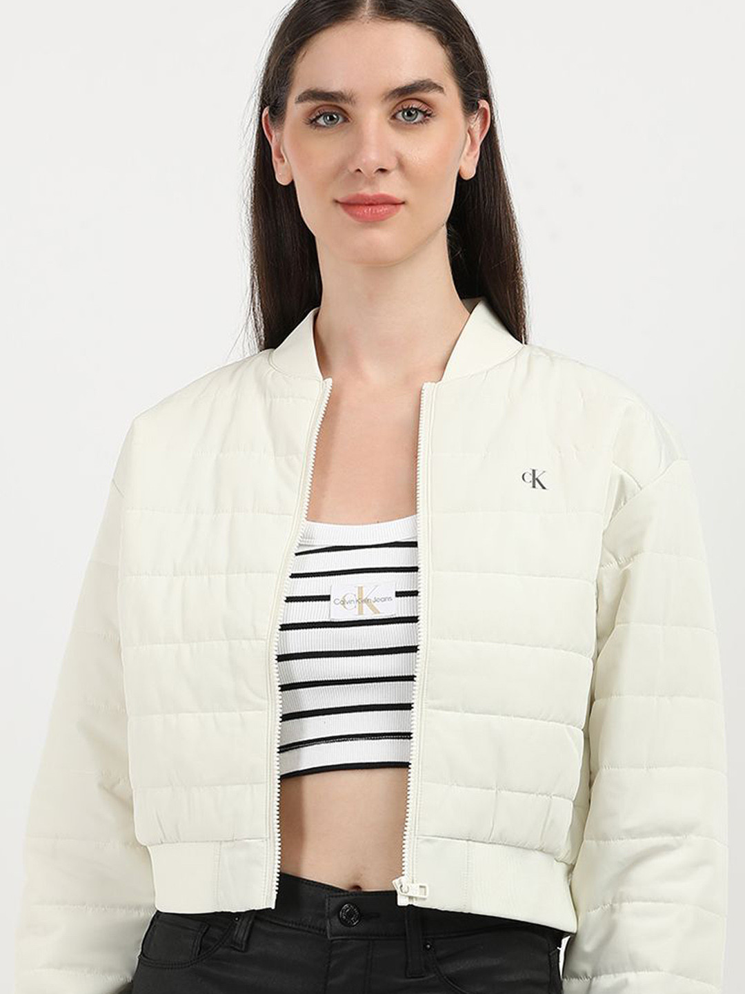 Calvin Klein Jeans Women Windcheater Quilted Jacket with Patchwork