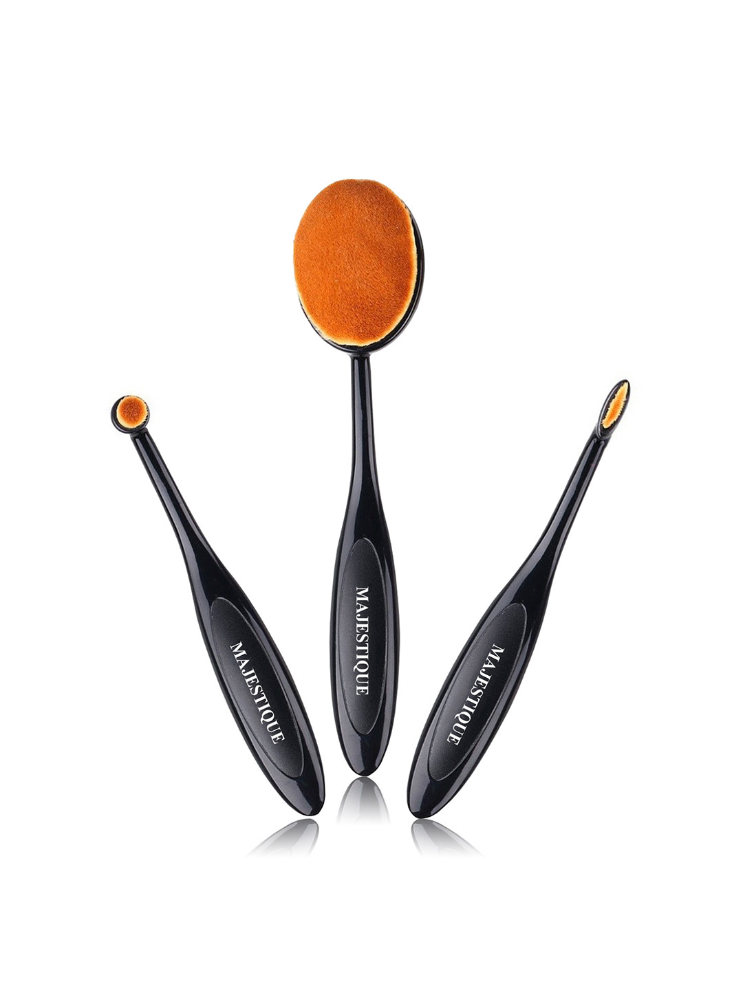 MAJESTIQUE Maroon Set Of 3 Supple Oval Makeup Brushes