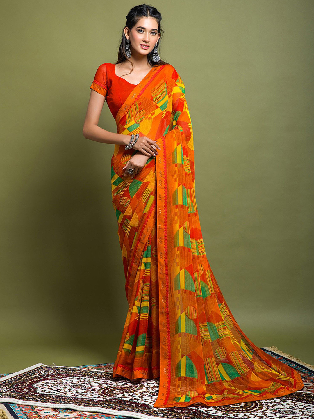 Panzora Beads and Stones Printed With Banarasi Border Saree