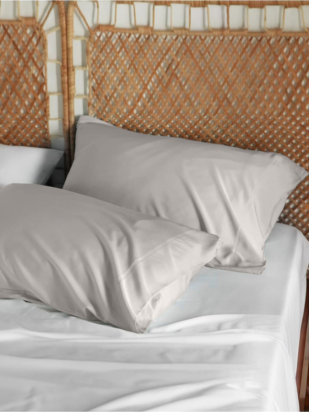 MUSH Silver-Toned 2 Pieces Bamboo Rectangle Pillow Covers