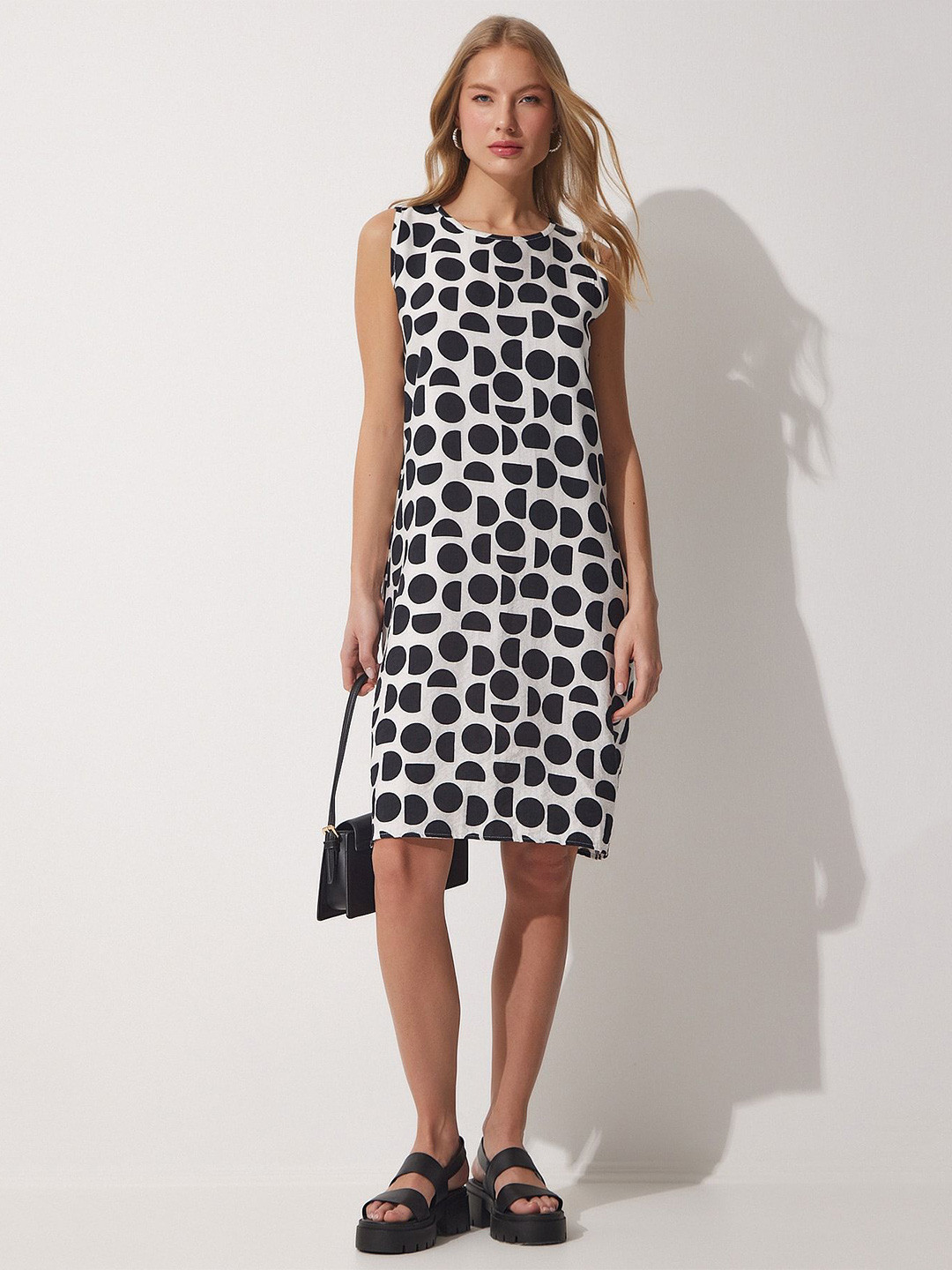 Happiness istanbul Womenl Geometric Printed  A-Line Dress