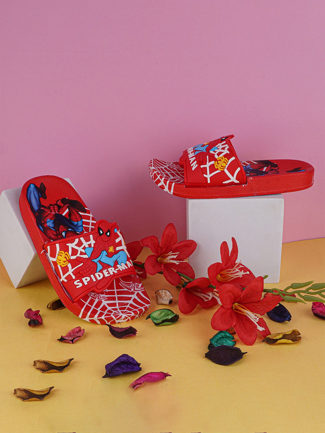 BAESD Unisex Kids Spider-Man Character Printed Rubber Sliders